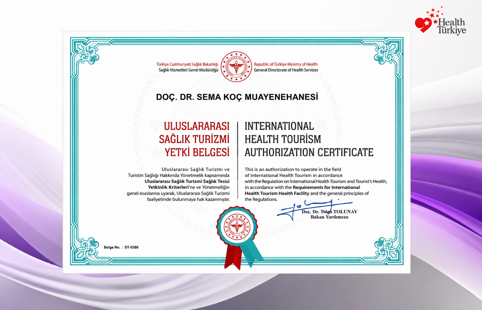 Doç. Dr. Sema Koç ve Uluslararası Sağlık Turizmi Yetki Belgesi